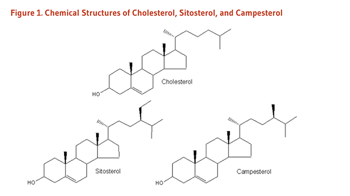 Figure 1. Chemical Structures of Cholesterol, Sitosterol, and Campesterol.