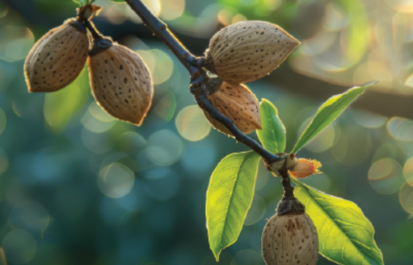 almonds growing on a tree branch