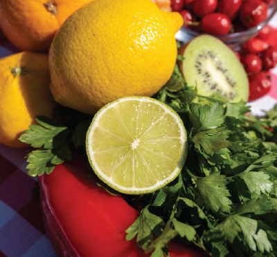 an array of vitamin C-rich foods