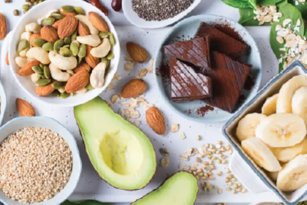 magnesium-rich foods like spinach, avocado, and whole grains